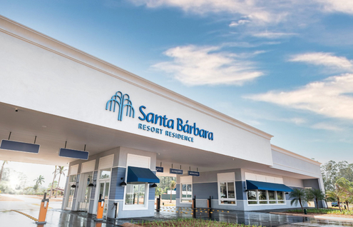 A entrada do Santa Bárbara Resort Residence está de cara nova